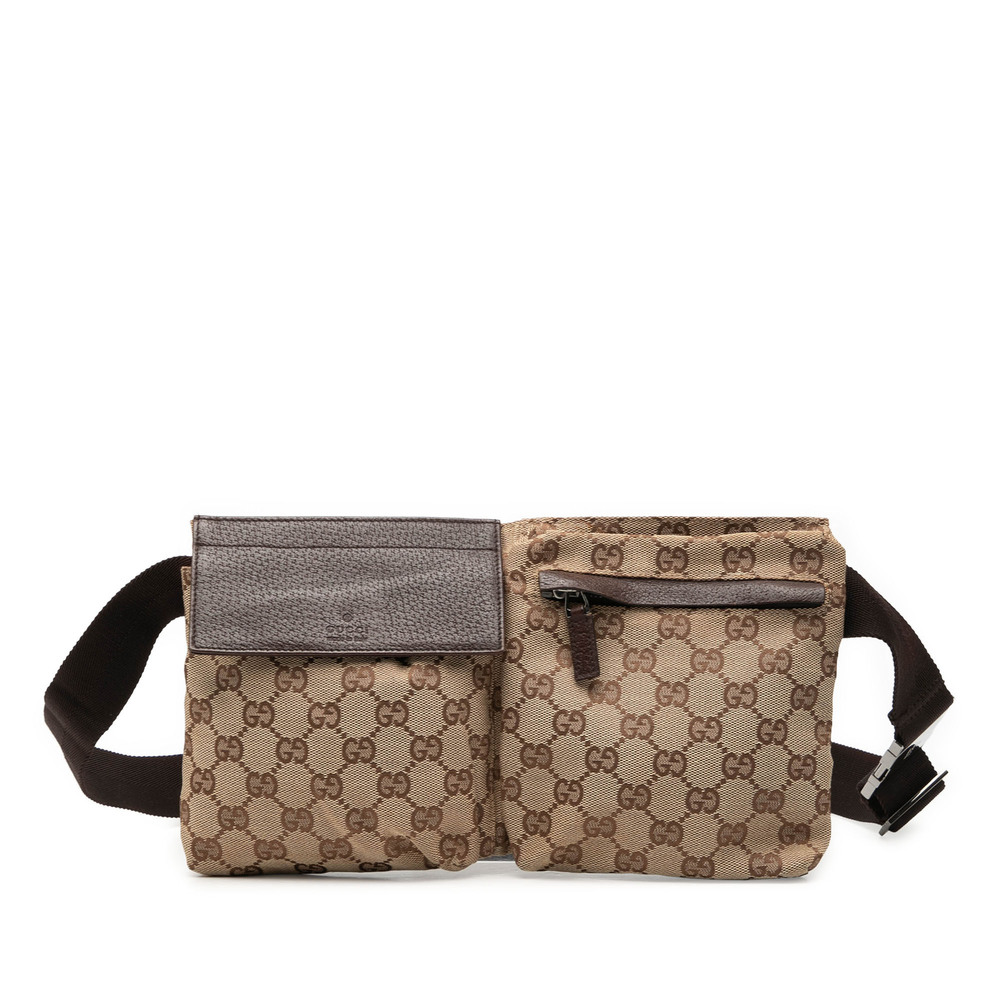 Pre-Loved Gucci GG Canvas Double Pocket Belt Bag - Picture 1 of 8